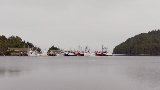 Gloomy view of typical Nova Scotia fishing village