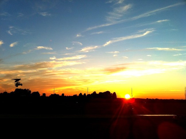 Trike landing at sunset
