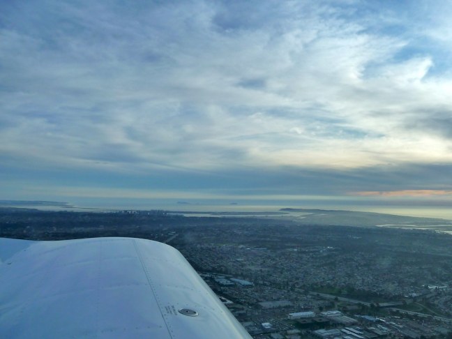 View of downtown San Diego from the pilot's seat
