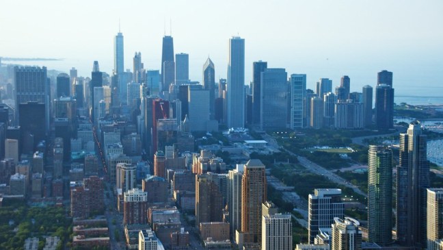Passing just to the south of downtown Chicago