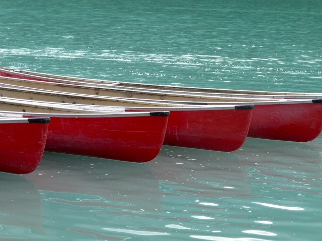 Canoes in Lake Louise