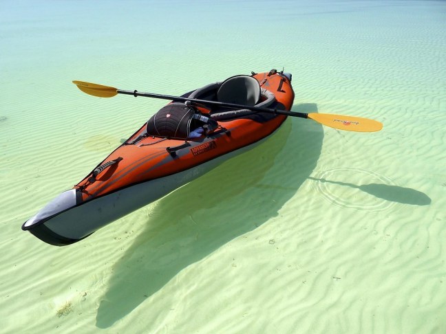Paddling over a sandbar at Curry Hammock State Park