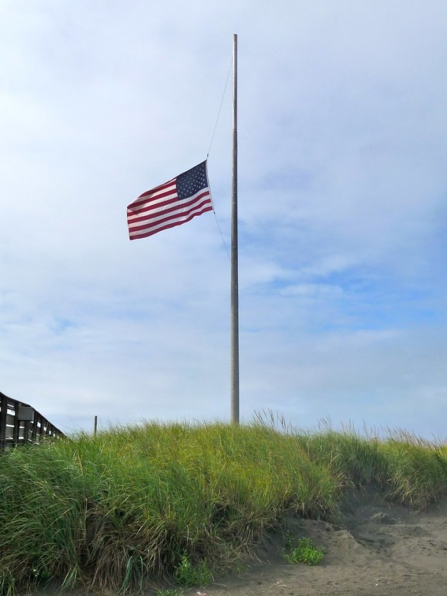 Flags at half-staff presumably for Ted Kennedy