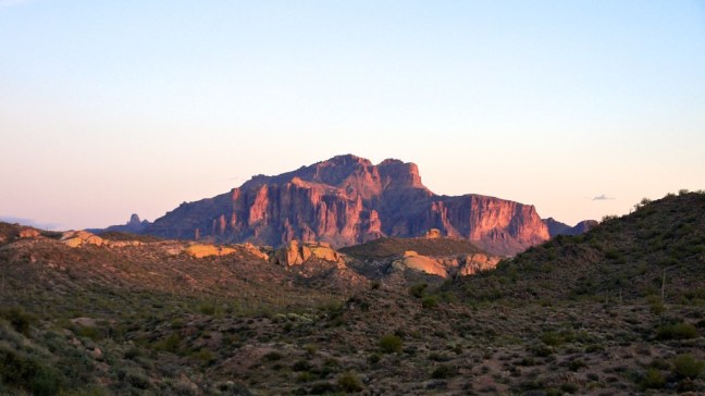 Superstition Mountains at sunset