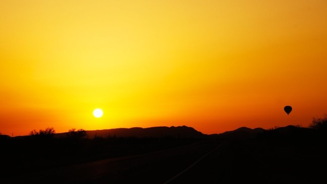 Hot air balloon at sunset