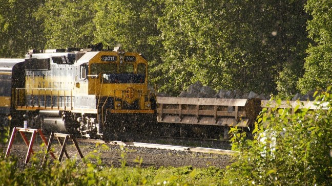 Alaska Railroad in the rain