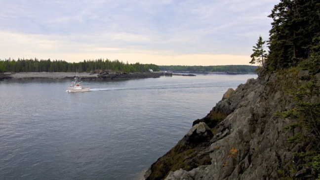 Fishing boat heading out to sea as I photographed East Quoddy Lighthouse